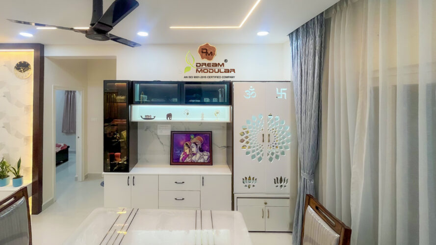 Crockery Unit attached Pooja Unit Interior Design - Fortune Greenhomes Sapphire -DM
