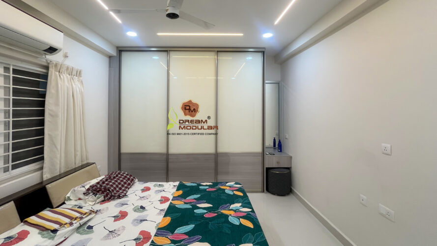 Master Bedroom Wardrobe with dressing Mirror Unit Interior Design - Fortune Greenhomes Sapphire -DM