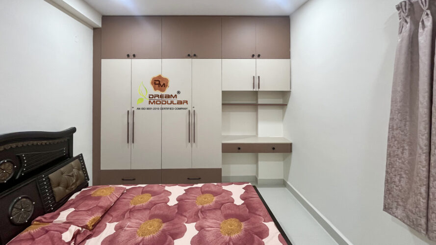 Guest Bedroom Wardrobe with Study table Interior Design - Fortune Greenhomes Sapphire -DM